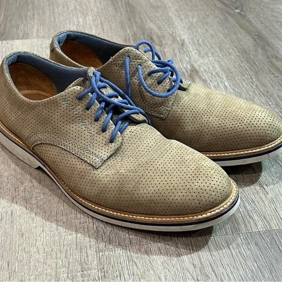 EUC Men’s 1901 US 10 Made in Brazil Leather Suede Derby Oxford Tan Crepe Shoe - Picture 2 of 10